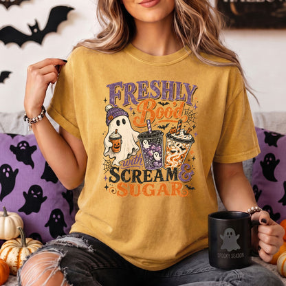 Freshly Boo'd With Scream and Sugar Comfort Colors Tee or Sweatshirt