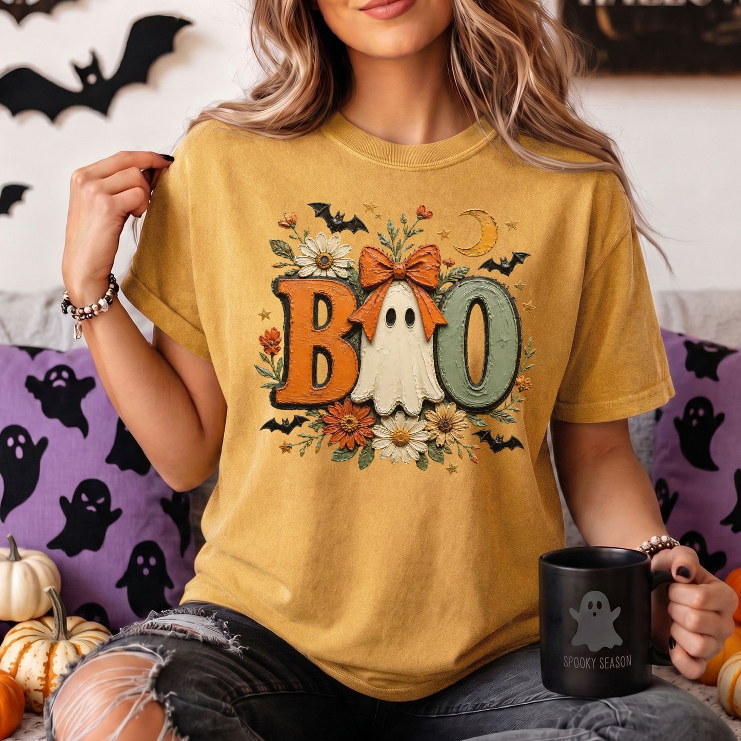 BOO | Ghost Faux Oil Painting Comfort Colors Tee or Sweatshirt