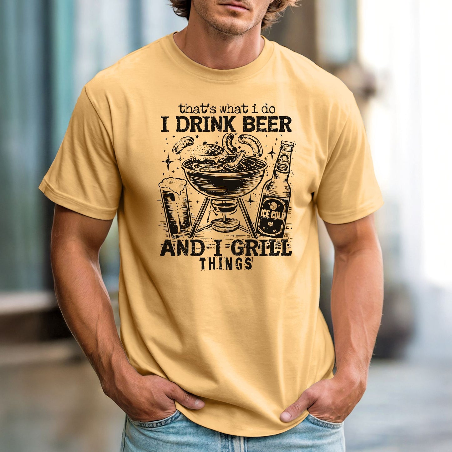 That's What I Do. I Drink Beer and Grill Things – Comfort Colors 1717 Vintage Heavyweight Tee