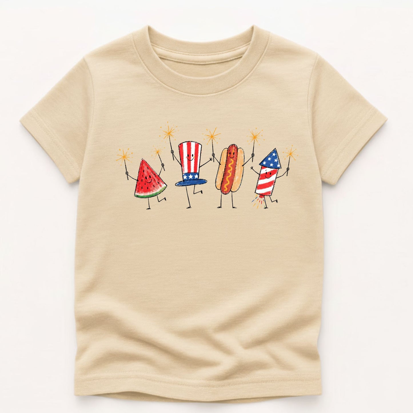 4th of July Doodle Kids Gildan 5000B Tee