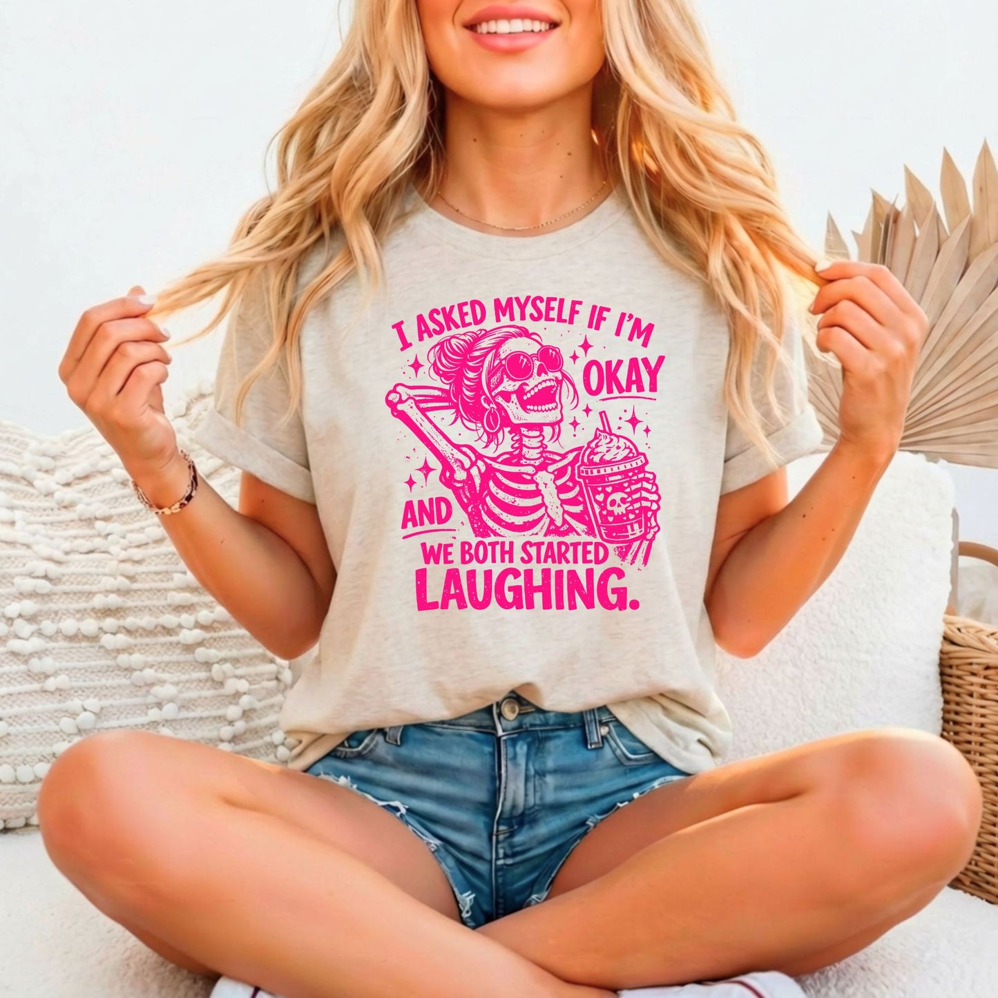 I asked Myself if I'm Okay Relaxed Fitted Bella Canvas Graphic T-shirt