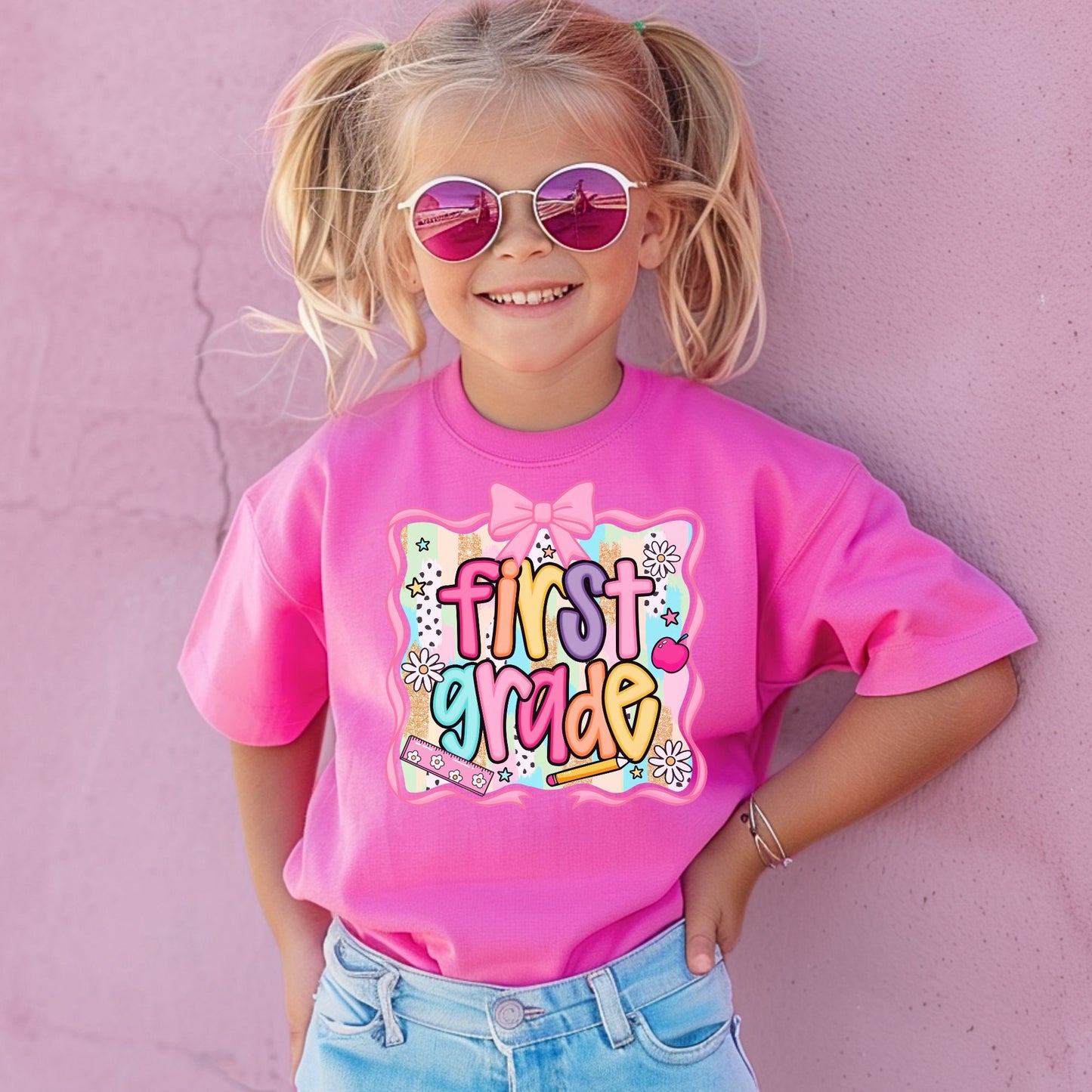 Girls Back to School Comfort Colors Tee – Bold Neon Grade Design