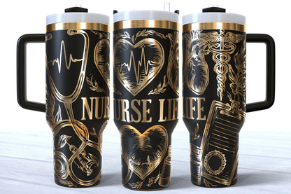 Nurse Life Laser Engraved Makerflo Tumbler | Silver, Gold & Rainbow Plated