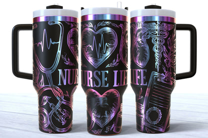 Nurse Life Laser Engraved Makerflo Tumbler | Silver, Gold & Rainbow Plated