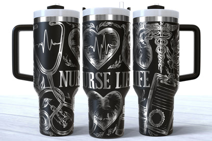 Nurse Life Laser Engraved Makerflo Tumbler | Silver, Gold & Rainbow Plated