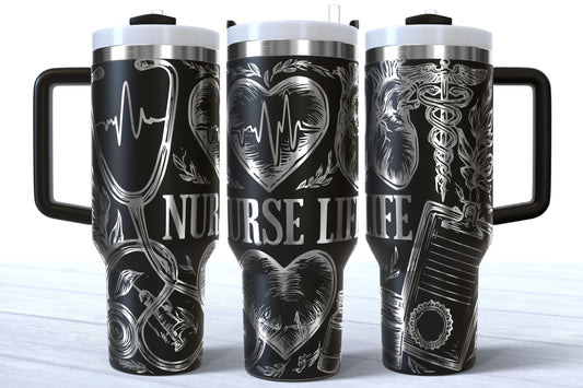 Nurse Life Laser Engraved Makerflo Tumbler | Silver, Gold & Rainbow Plated