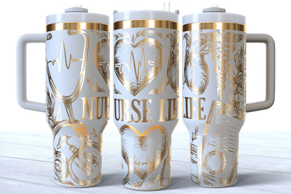 Nurse Life Laser Engraved Makerflo Tumbler | Silver, Gold & Rainbow Plated