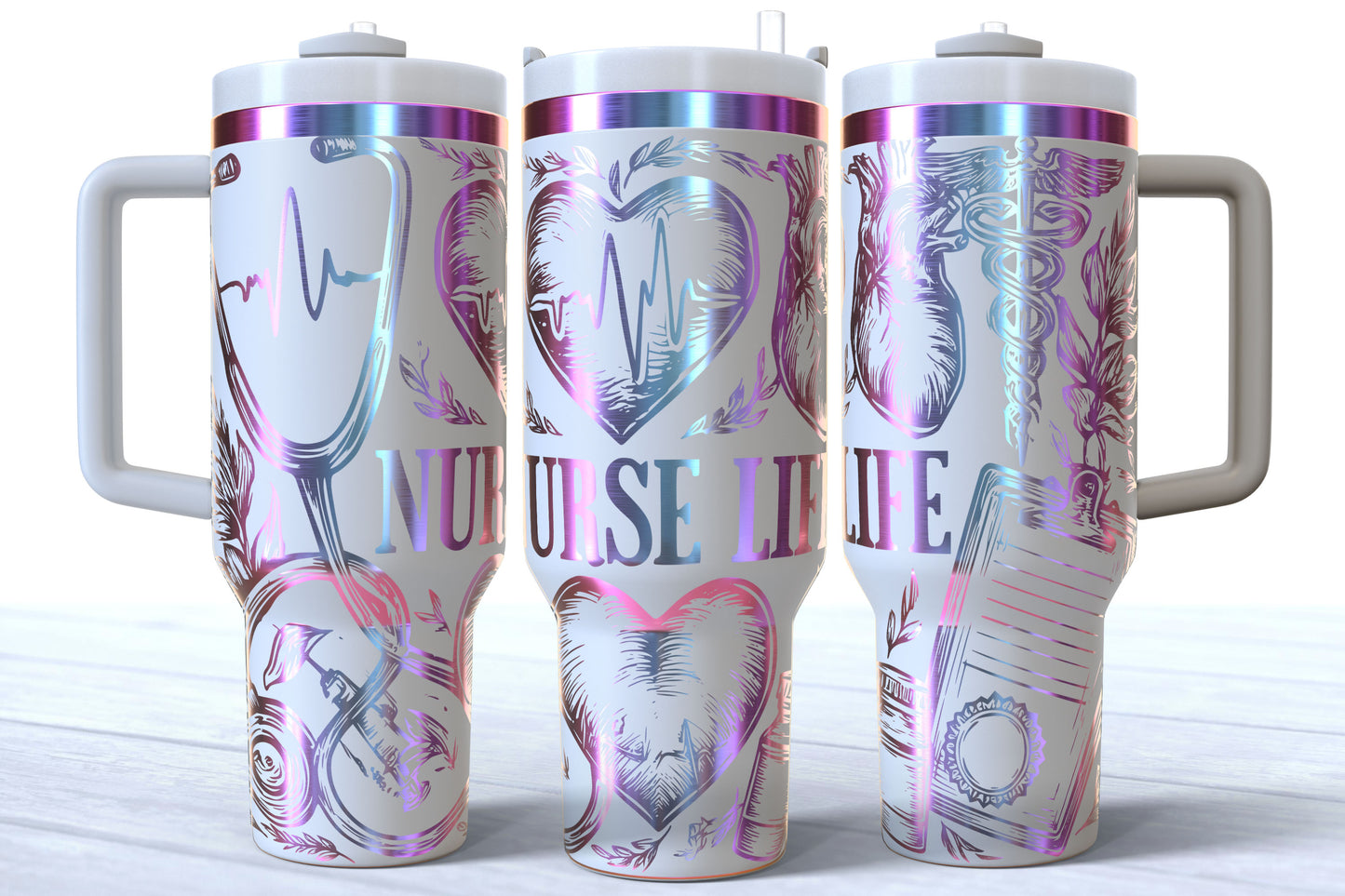 Nurse Life Laser Engraved Makerflo Tumbler | Silver, Gold & Rainbow Plated