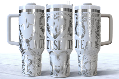 Nurse Life Laser Engraved Makerflo Tumbler | Silver, Gold & Rainbow Plated