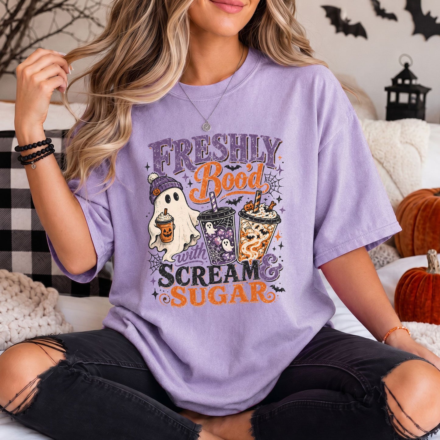 Freshly Boo'd With Scream and Sugar Comfort Colors Tee or Sweatshirt