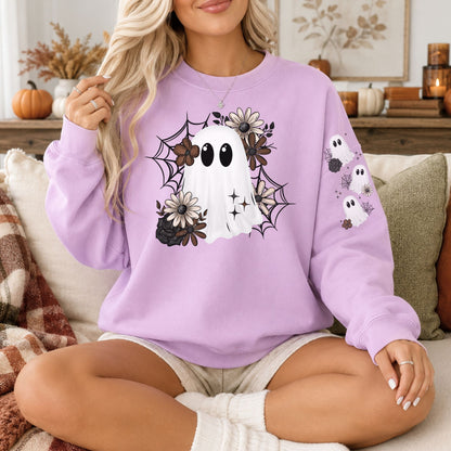 Ghost with Sleeve Ghosties Comfort Colors 1566 Sweatshirt | Halloween Sweatshirt