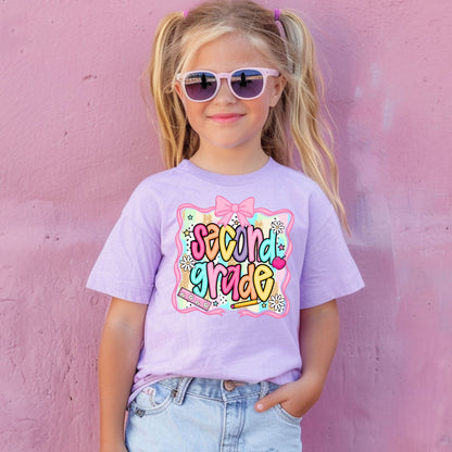Girls Back to School Comfort Colors Tee – Bold Neon Grade Design