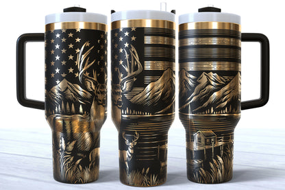 Hunt Fish Laser Engraved Makerflo Tumbler | Silver, Gold & Rainbow Plated