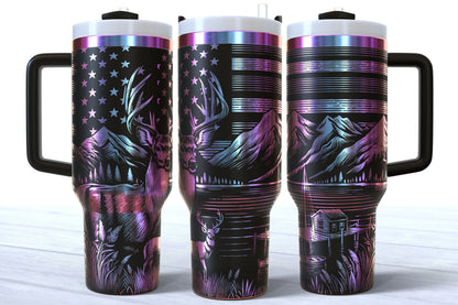 Hunt Fish Laser Engraved Makerflo Tumbler | Silver, Gold & Rainbow Plated