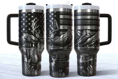 Hunt Fish Laser Engraved Makerflo Tumbler | Silver, Gold & Rainbow Plated