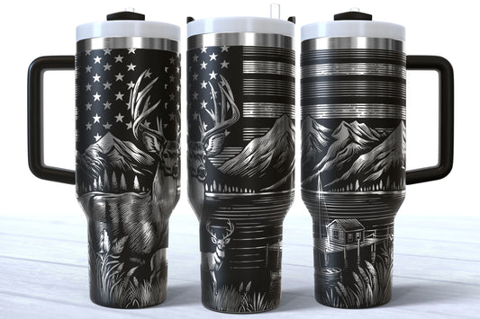 Hunt Fish Laser Engraved Makerflo Tumbler | Silver, Gold & Rainbow Plated