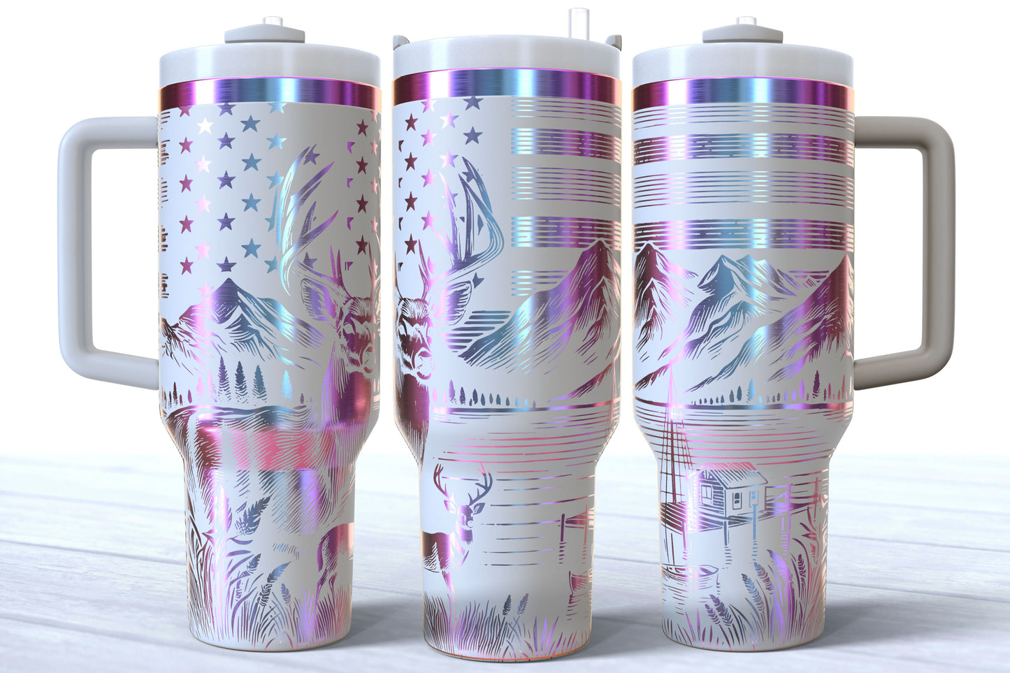 Hunt Fish Laser Engraved Makerflo Tumbler | Silver, Gold & Rainbow Plated