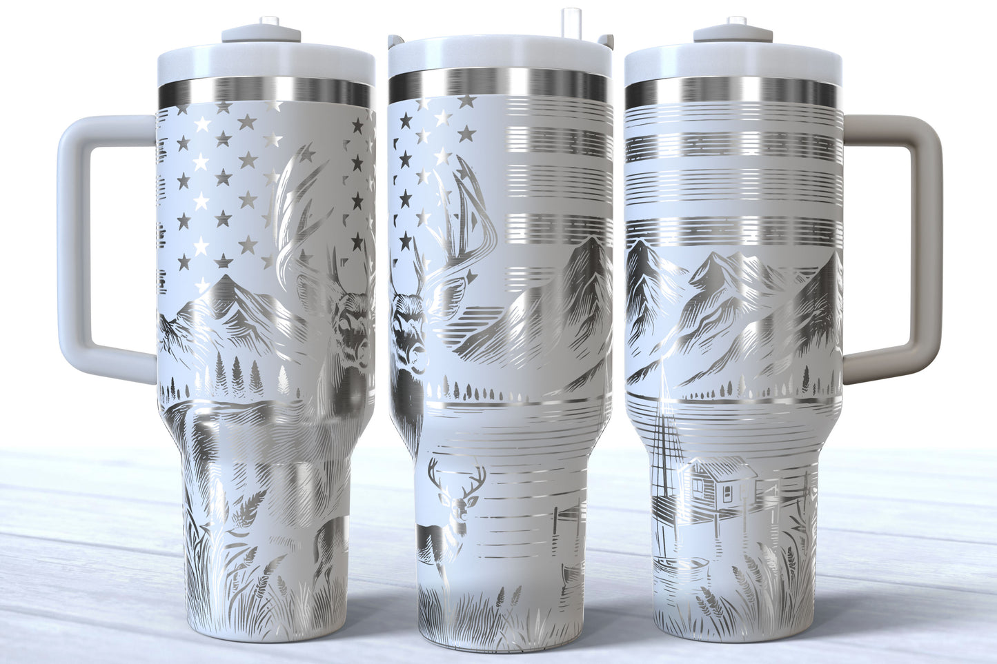 Hunt Fish Laser Engraved Makerflo Tumbler | Silver, Gold & Rainbow Plated