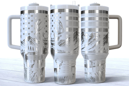 Hunt Fish Laser Engraved Makerflo Tumbler | Silver, Gold & Rainbow Plated