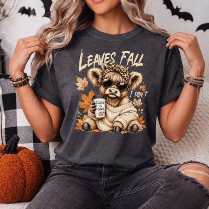 Leaves Fall, I Don't | Fueled by Chaos Highland Cow Comfort Colors Tee or Sweatshirt