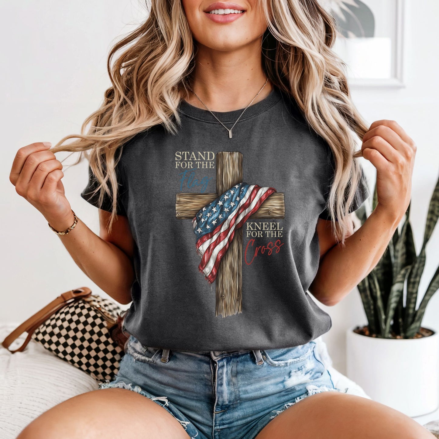 Stand For the Flag, Kneel for the Cross | Women's Comfort Colors Vintage Heavyweight Tee