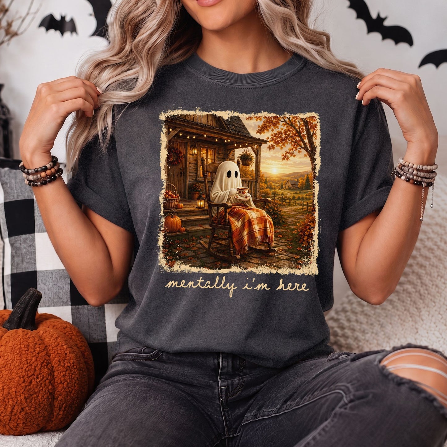 I'm Mentally Here | Summerween Ghost Tee