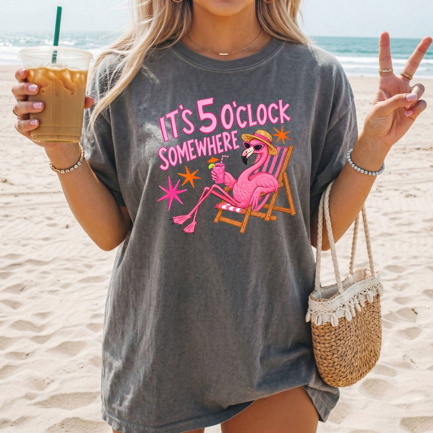 It's 5:00 Somewhere Flamingo Comfort Colors Tee