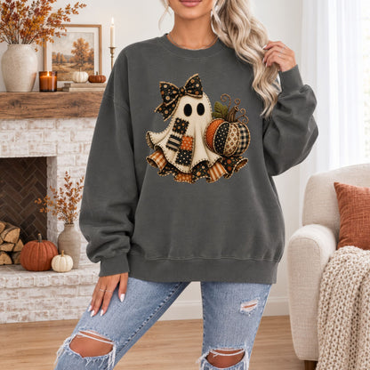 Patchwork Ghost Halloween Comfort Colors Tee, Long Sleeve or Sweatshirt | C1717, 4410 & 1566