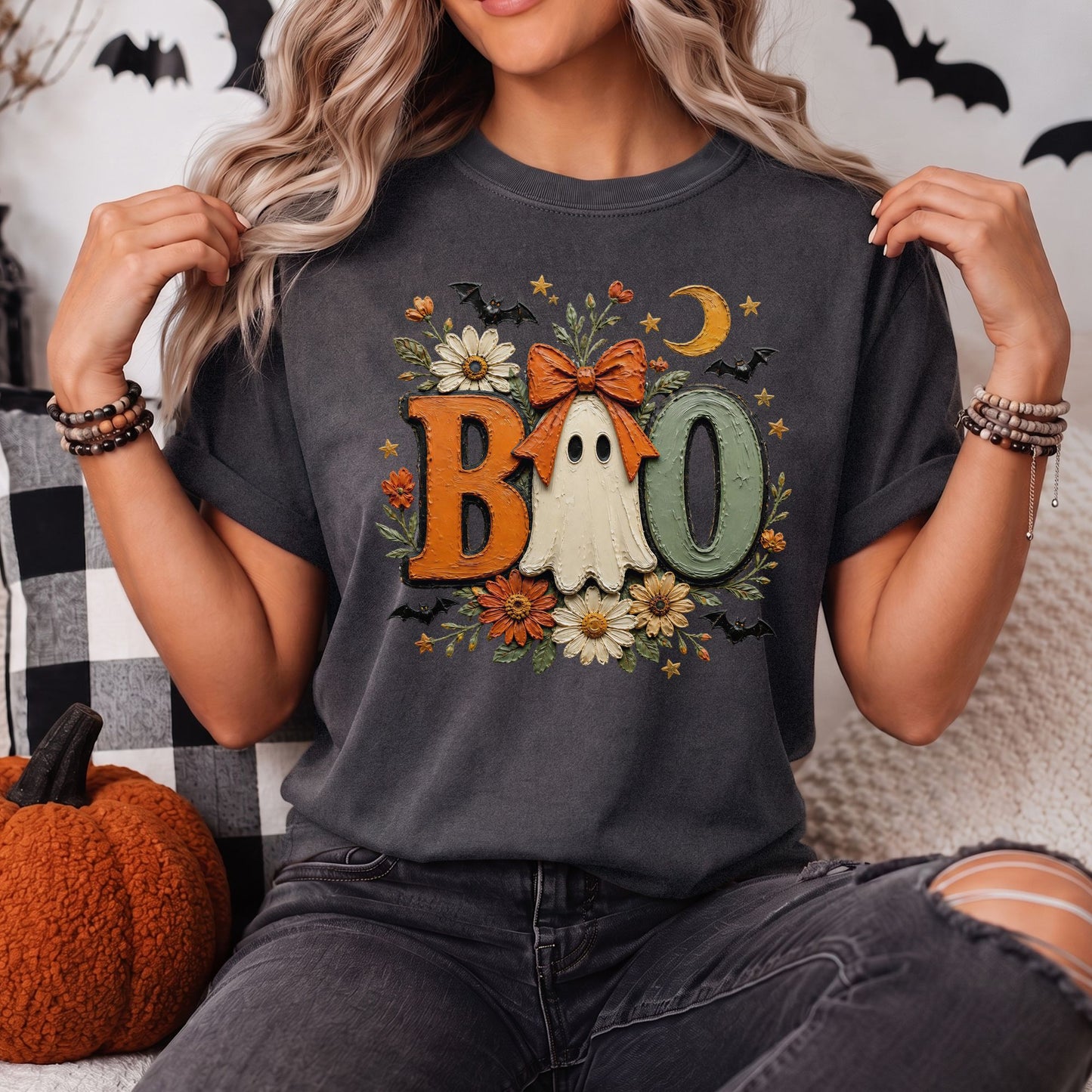 BOO | Ghost Faux Oil Painting Comfort Colors Tee or Sweatshirt