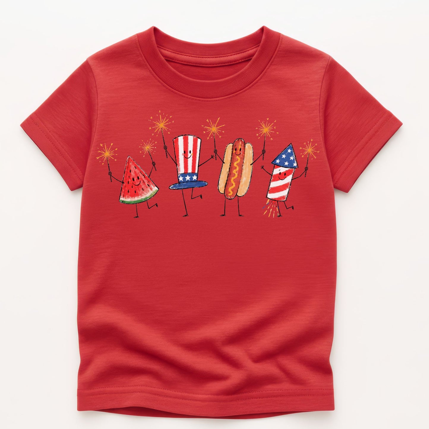 4th of July Doodle Kids Gildan 5000B Tee