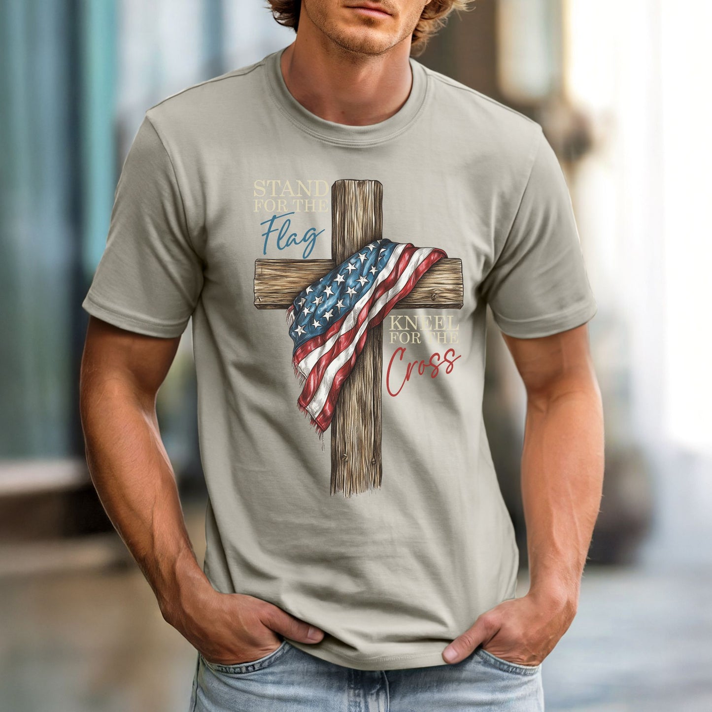 Stand For the Flag, Kneel for the Cross Comfort Colors Vintage Heavyweight Unisex Tee