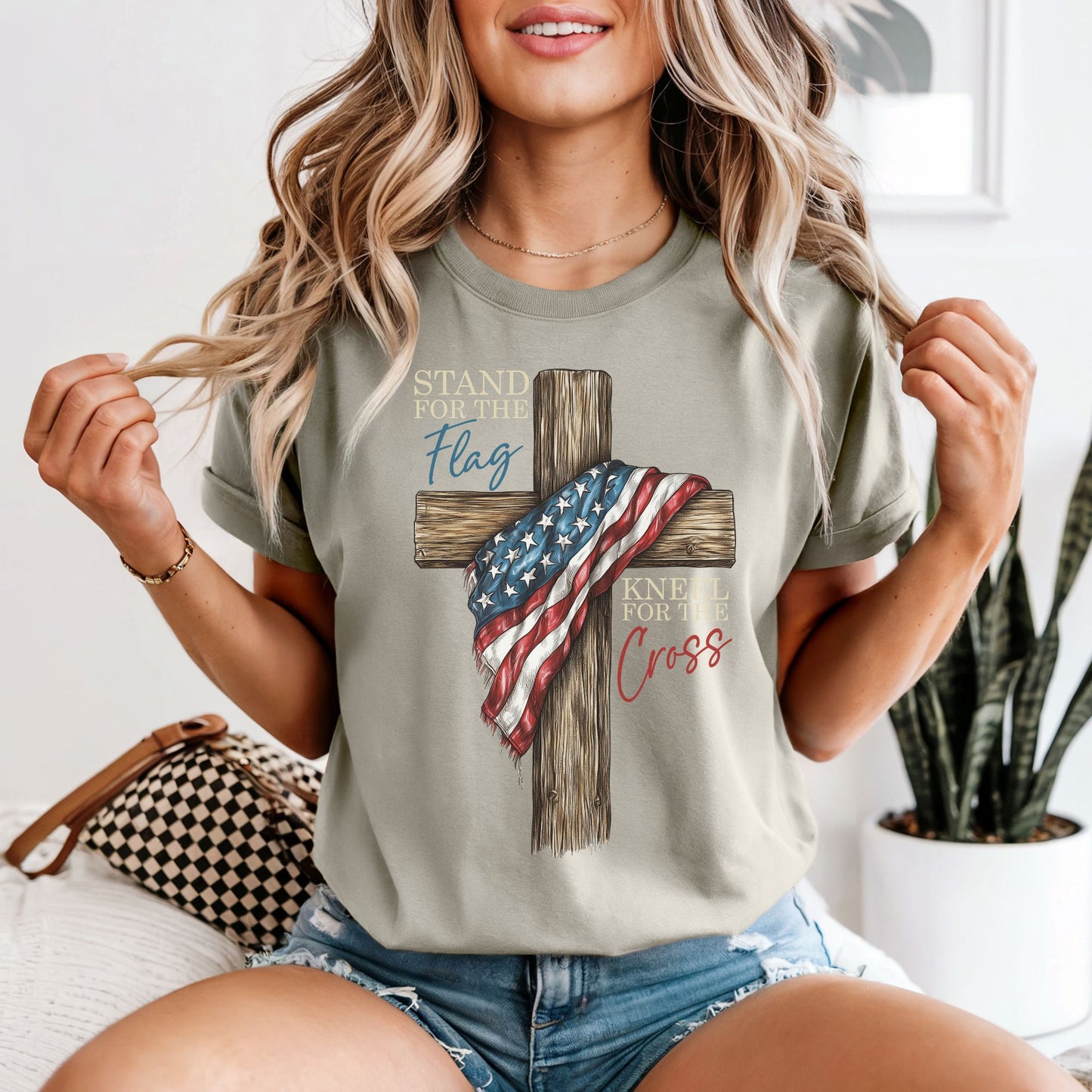 Stand For the Flag, Kneel for the Cross | Women's Comfort Colors Vintage Heavyweight Tee