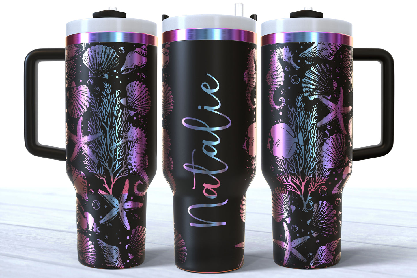 Personalized Beach Tumbler | Laser Engraved 40oz Custom Name