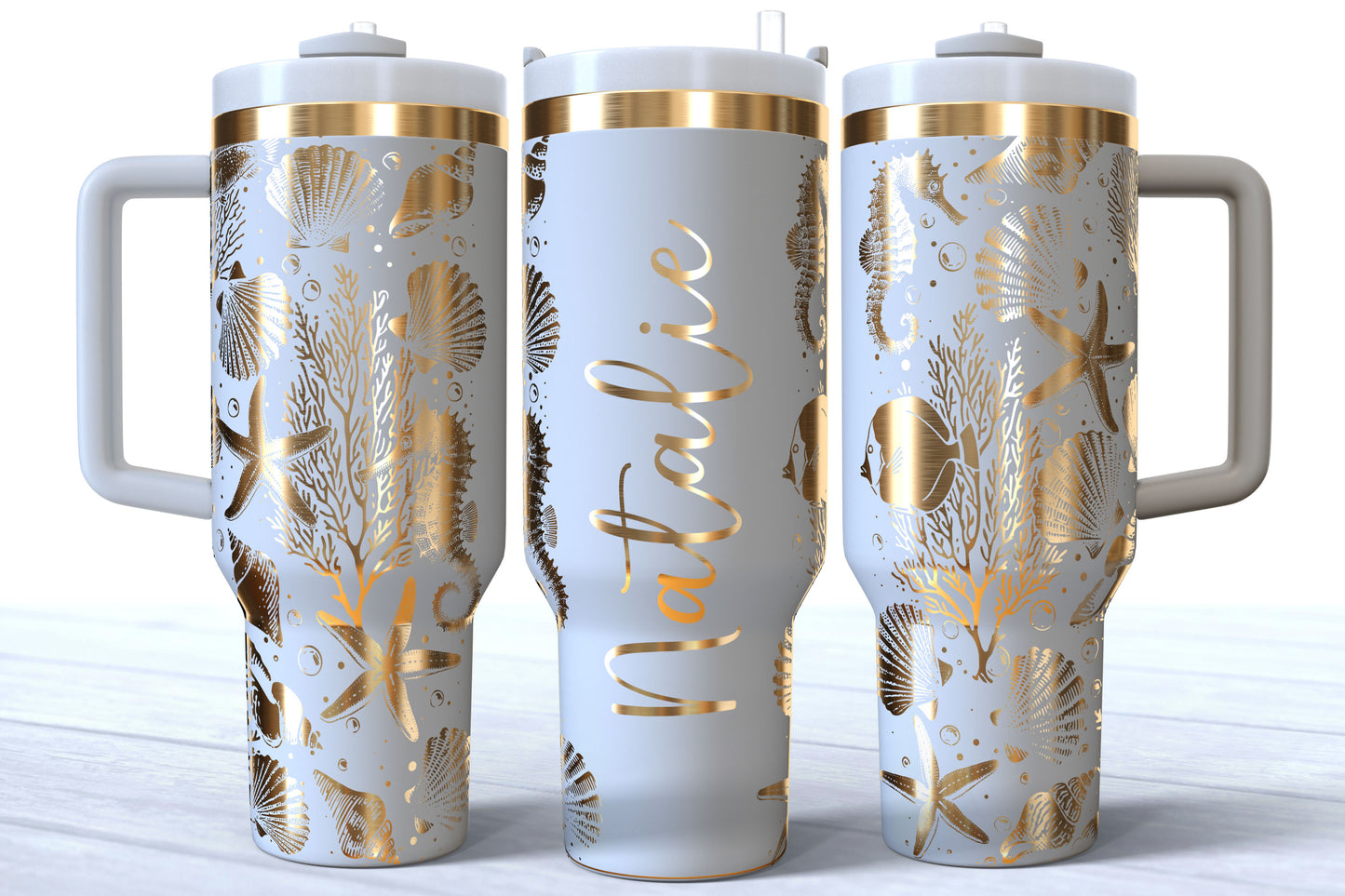 Personalized Beach Tumbler | Laser Engraved 40oz Custom Name