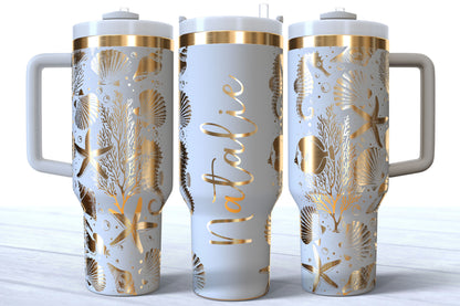 Personalized Beach Tumbler | Laser Engraved 40oz Custom Name