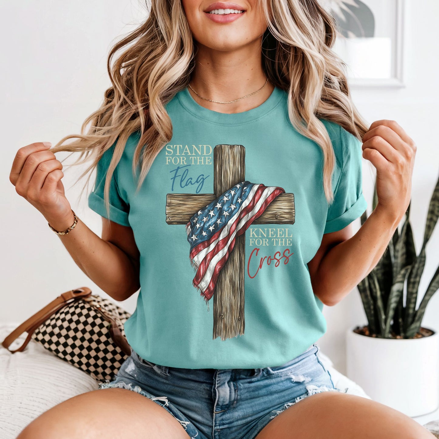 Stand For the Flag, Kneel for the Cross | Women's Comfort Colors Vintage Heavyweight Tee