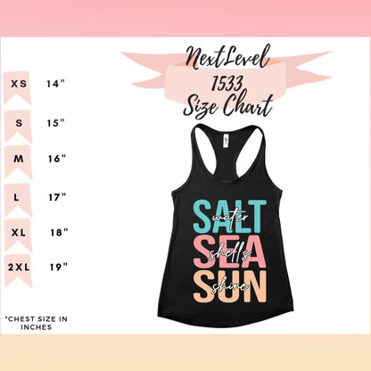 Saltwater, Seashells, Sunshine Ladies Racerback Tank – Next Level 1553