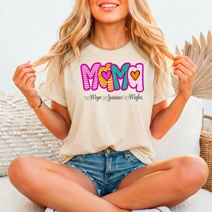 MAMA Custom Kids Names Bella Canvas Tee