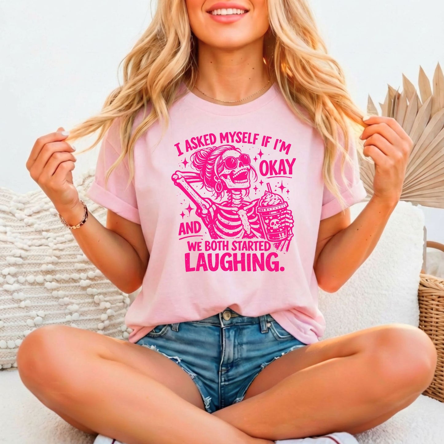 I asked Myself if I'm Okay Relaxed Fitted Bella Canvas Graphic T-shirt