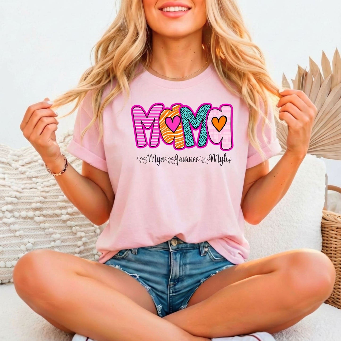 MAMA Custom Kids Names Bella Canvas Tee