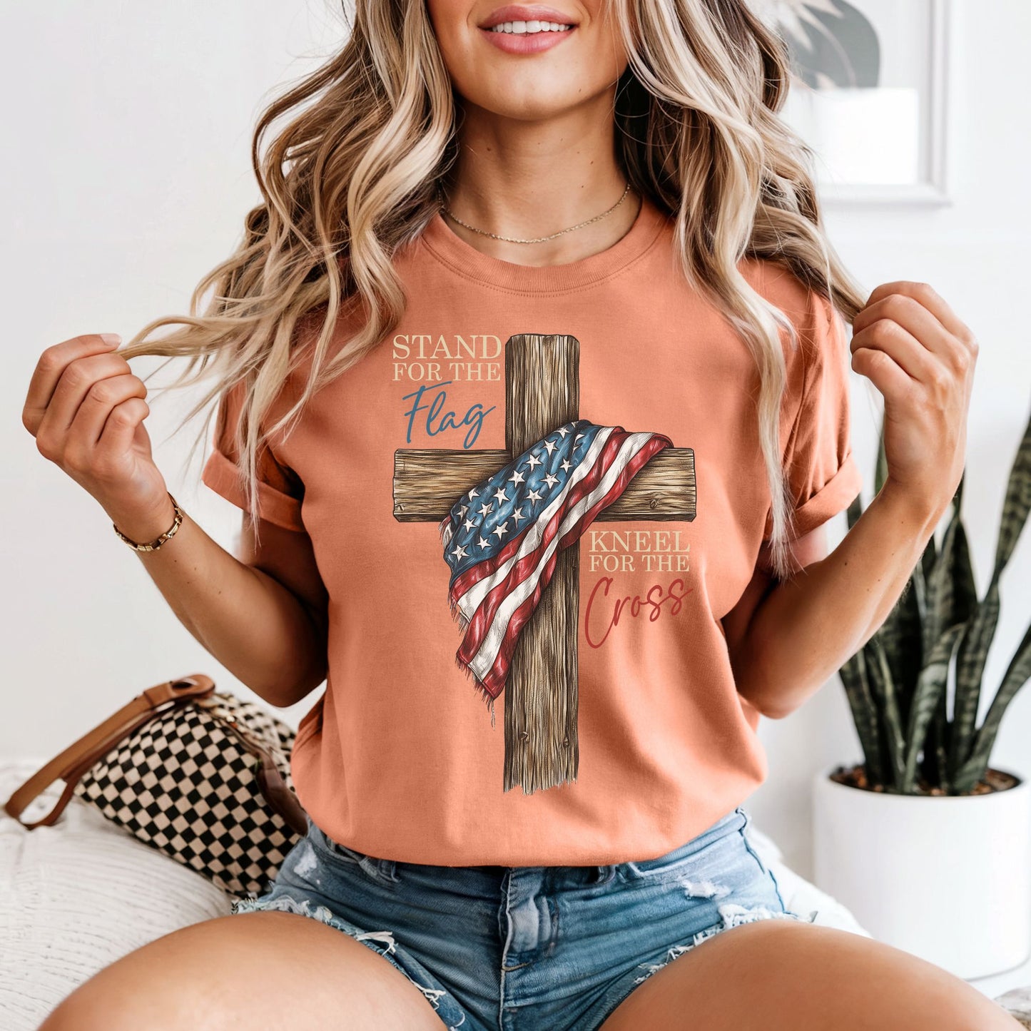 Stand For the Flag, Kneel for the Cross | Women's Comfort Colors Vintage Heavyweight Tee