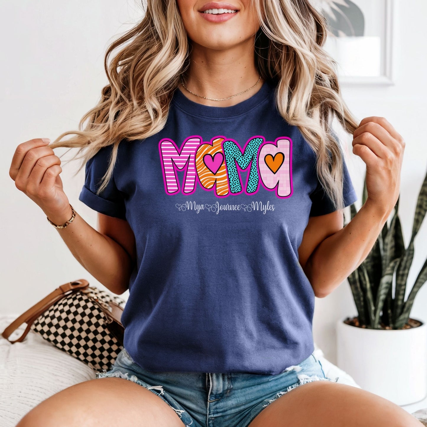 MAMA Custom Kids Names Comfort Colors Tee