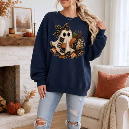 Patchwork Ghost Halloween Comfort Colors Tee, Long Sleeve or Sweatshirt | C1717, 4410 & 1566