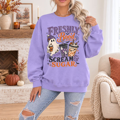 Freshly Boo'd With Scream and Sugar Comfort Colors Tee or Sweatshirt