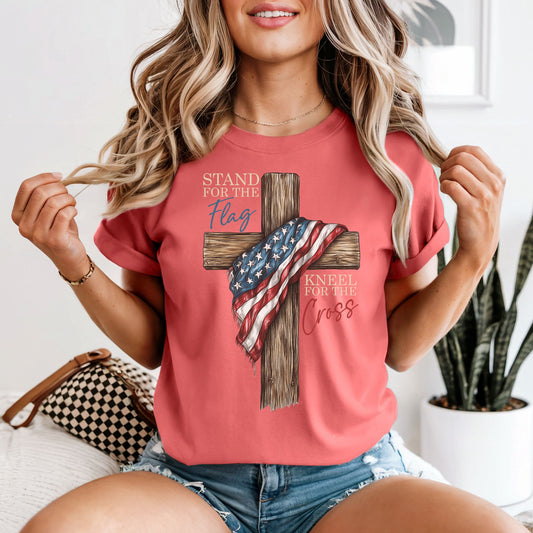 Stand For the Flag, Kneel for the Cross | Women's Comfort Colors Vintage Heavyweight Tee