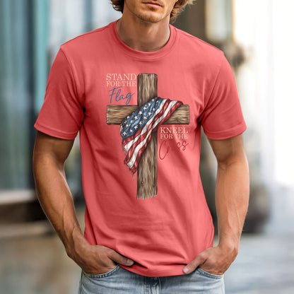 Stand For the Flag, Kneel for the Cross Comfort Colors Vintage Heavyweight Unisex Tee