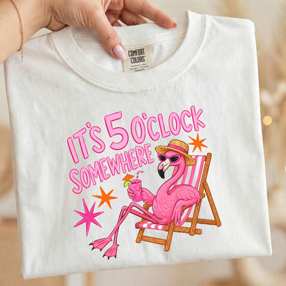 It's 5:00 Somewhere Flamingo Comfort Colors Tee