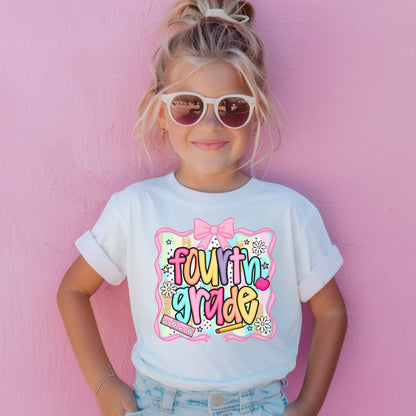 Girls Back to School Comfort Colors Tee – Bold Neon Grade Design