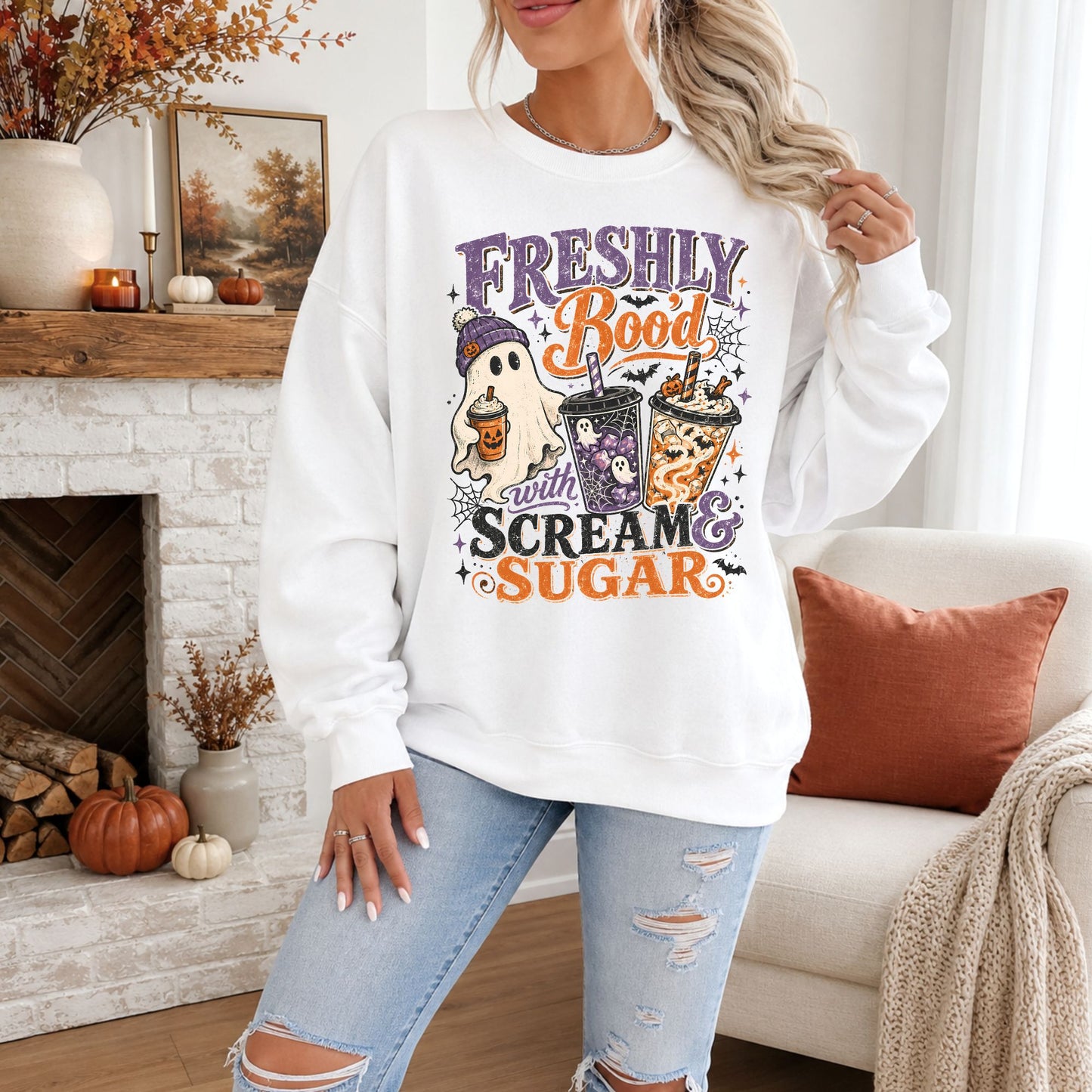 Freshly Boo'd With Scream and Sugar Comfort Colors Tee or Sweatshirt