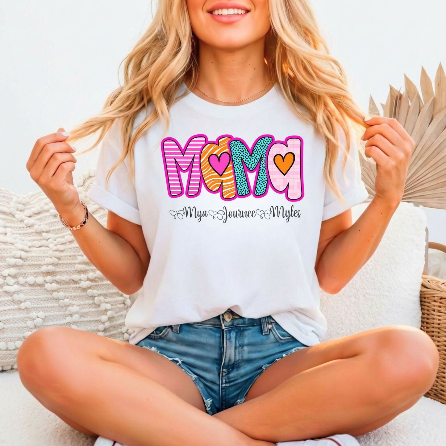 MAMA Custom Kids Names Bella Canvas Tee